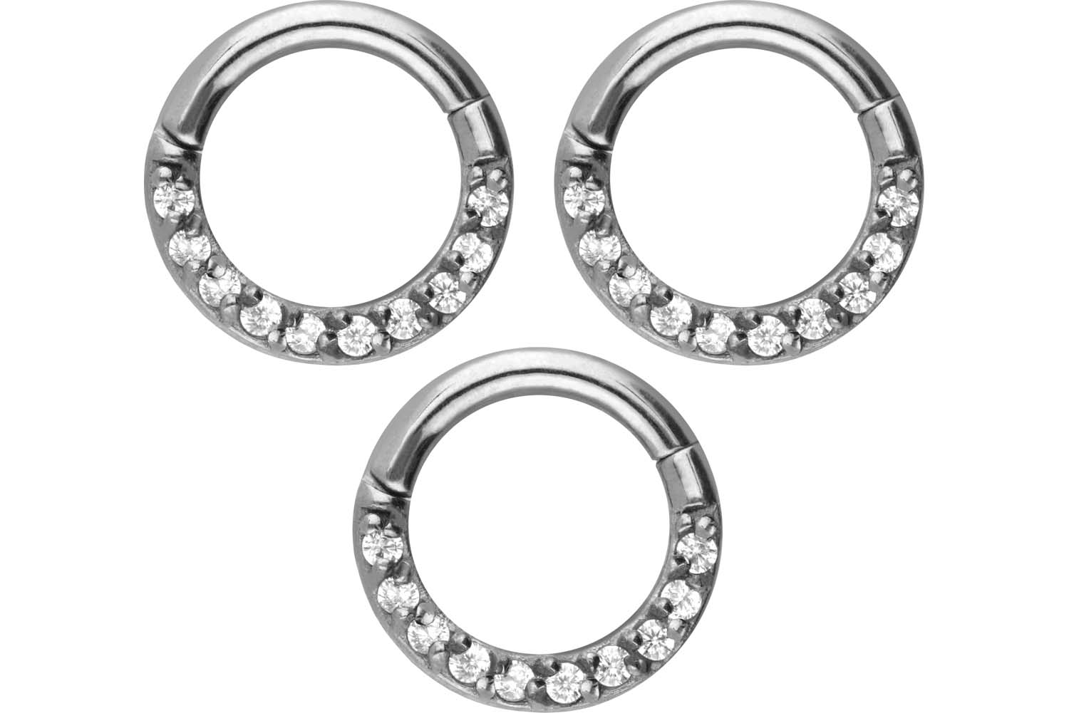 SET Chirurgenstahl Segmentring Clicker Piercing EINGEFASSTE KRISTALLE